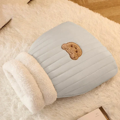 Cozy 3-Layer Pet Sleeping Bag for Cats & Small Dogs – Light blue