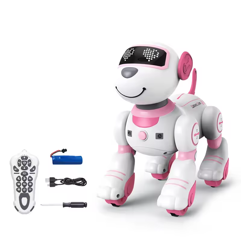 Interactive Remote Control Robot Dog with Music, Lights and Tricks – white 1B