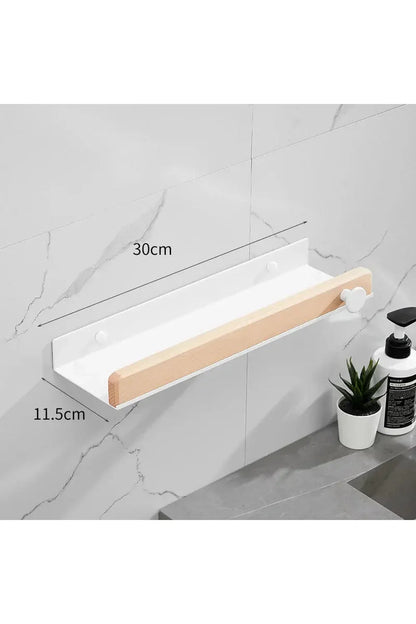 Wooden Wall Shelf with Accent Design – 30cm White