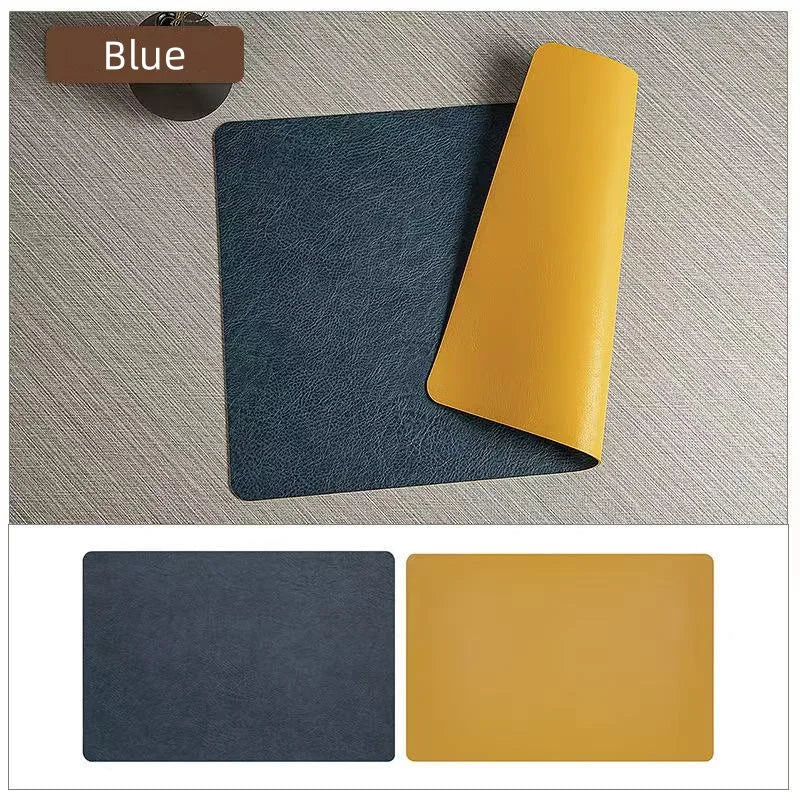 Waterproof Faux Leather Dining Table Mats – Heat Resistant Double-Sided – Blue