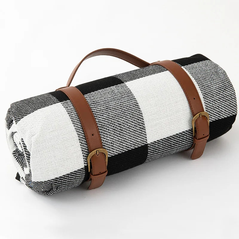Foldable Outdoor Mat with Carry Strap – Plaid Picnic Blanket – 5