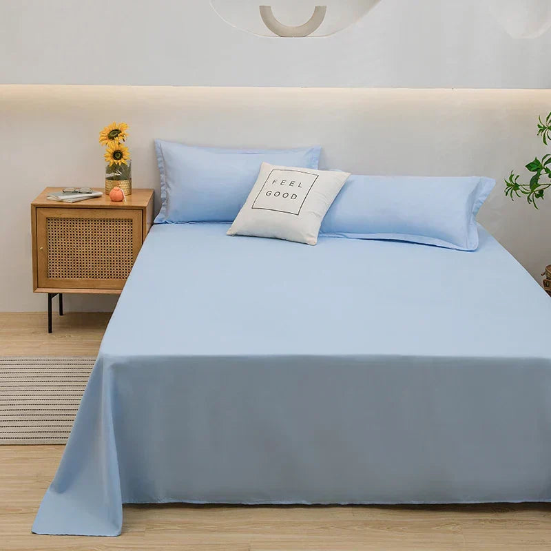 Comfortable Solid Fitted Bed Sheets for Daily Use – Light blue