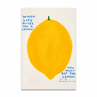 Canvas Print of Blue Chair with Lemons – Lemon