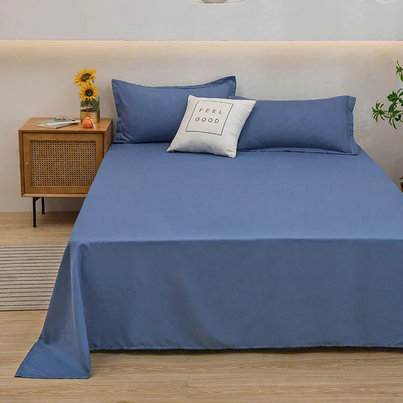 Comfortable Solid Fitted Bed Sheets for Daily Use – Blue