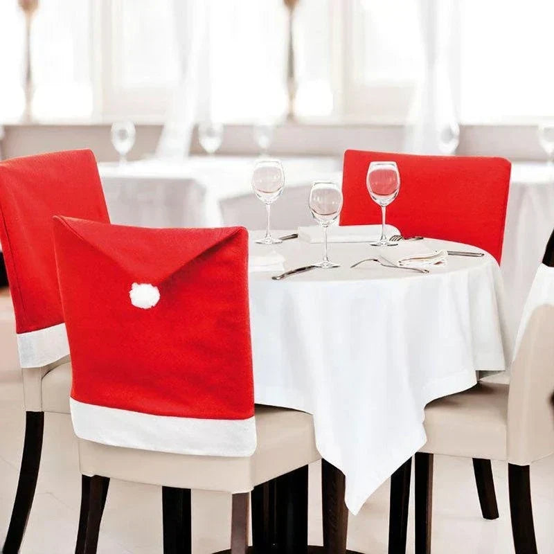 Set of Santa Design Chair Covers for Christmas – Decorative Seat Covers