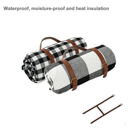 Foldable Outdoor Mat with Carry Strap – Plaid Picnic Blanket