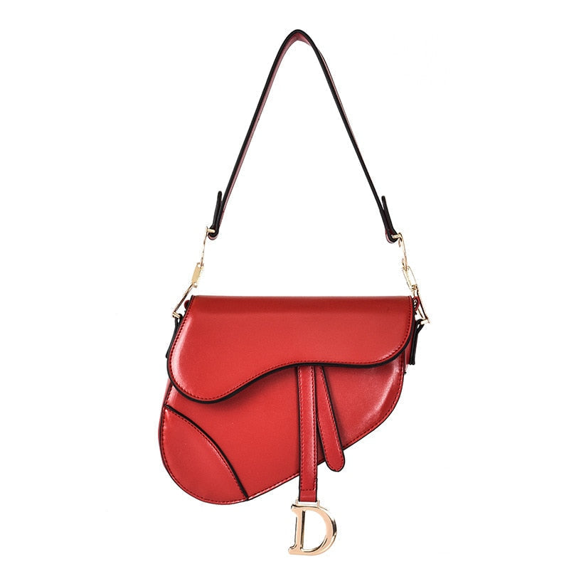 Exclusive PU Leather Shoulder Bag for Women – Stylish Saddle Design – Rot