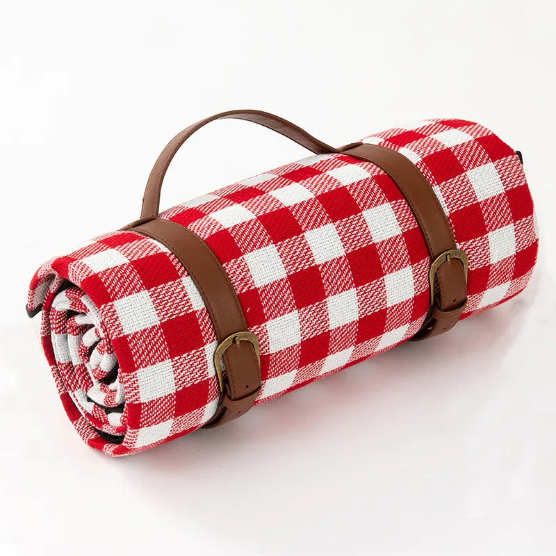 Foldable Outdoor Mat with Carry Strap – Plaid Picnic Blanket – 1