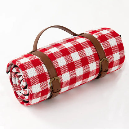 Foldable Outdoor Mat with Carry Strap – Plaid Picnic Blanket – 1