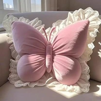 Charming Butterfly Accent Pillow for Enchanting Spaces – Pink