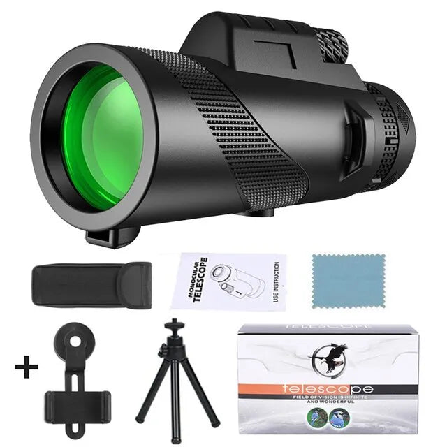 80x100 High Definition Zoom Monocular Telescope: Portable Binoculars for Hunting, Camping, and Outdoor Adventures – DDHS-80x100 Set