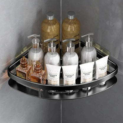 Aluminum Wall Shelf for Corners – No Drill Space-Saving Bathroom Organizer