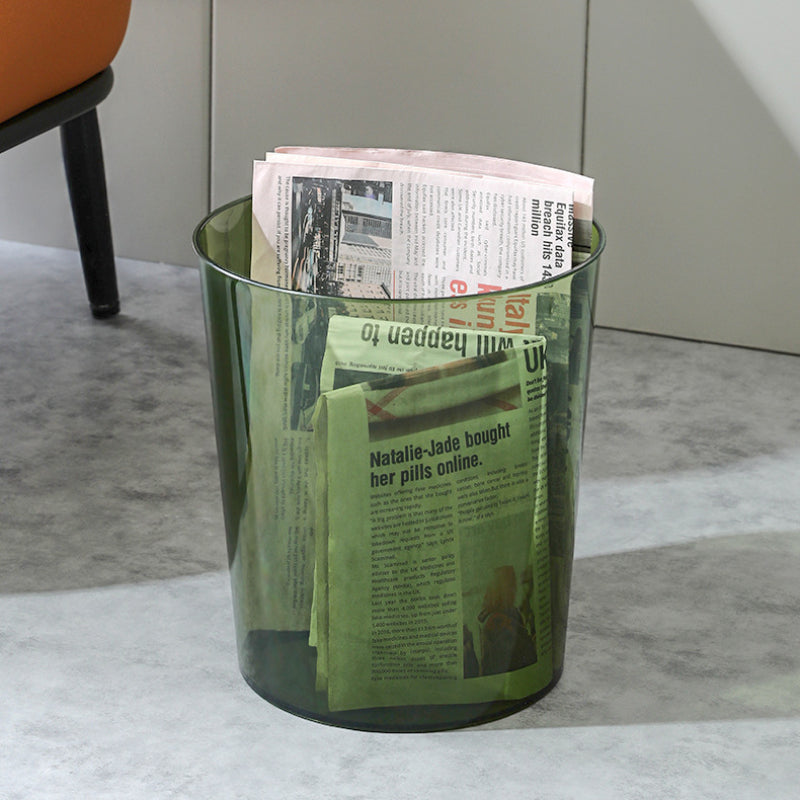 Clear Waste Bin – See-Through Garbage Container – Green