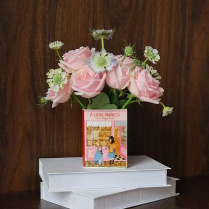 Charming Book-Shaped Floral Vase – Pink
