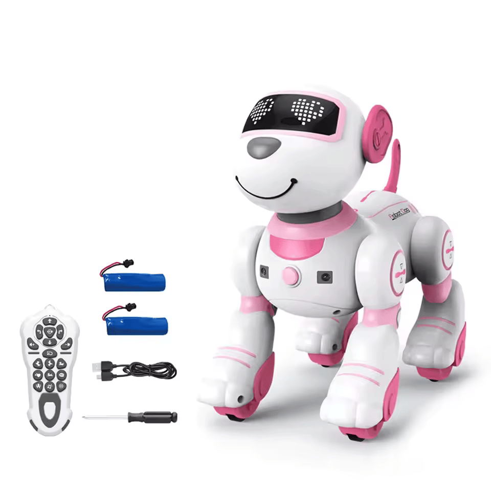 Interactive Remote Control Robot Dog with Music, Lights and Tricks – white 2B