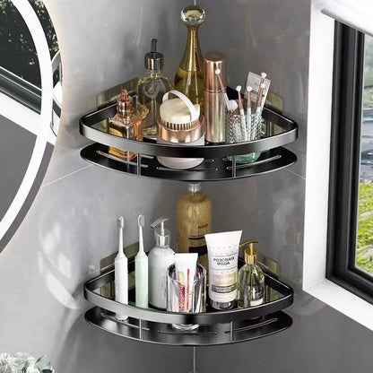 Aluminum Wall Shelf for Corners – No Drill Space-Saving Bathroom Organizer