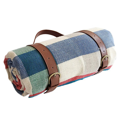 Foldable Outdoor Mat with Carry Strap – Plaid Picnic Blanket