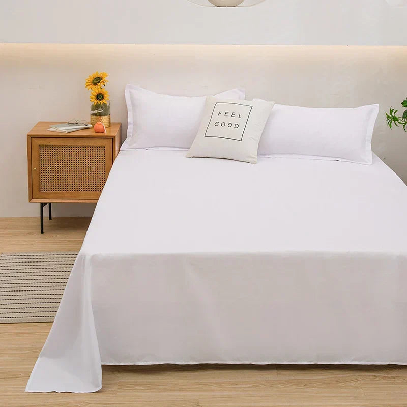 Comfortable Solid Fitted Bed Sheets for Daily Use – White