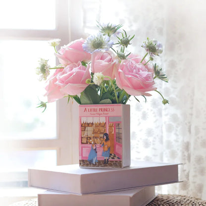 Charming Book-Shaped Floral Vase – Pink