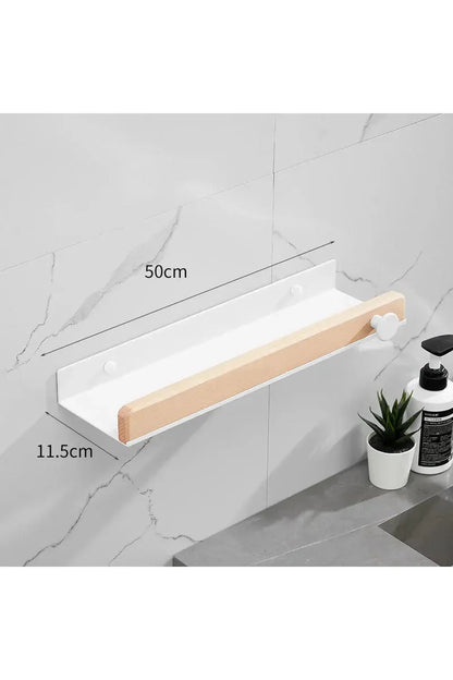 Wooden Wall Shelf with Accent Design – 50 cm white