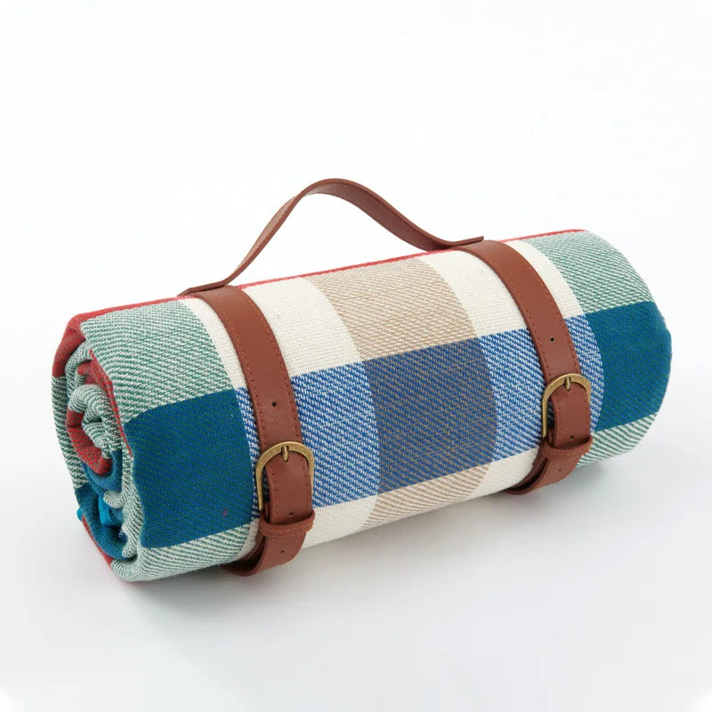 Foldable Outdoor Mat with Carry Strap – Plaid Picnic Blanket – 14