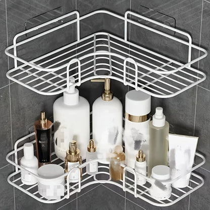 Space-Saving Corner Organizer for Shower & Kitchen – White