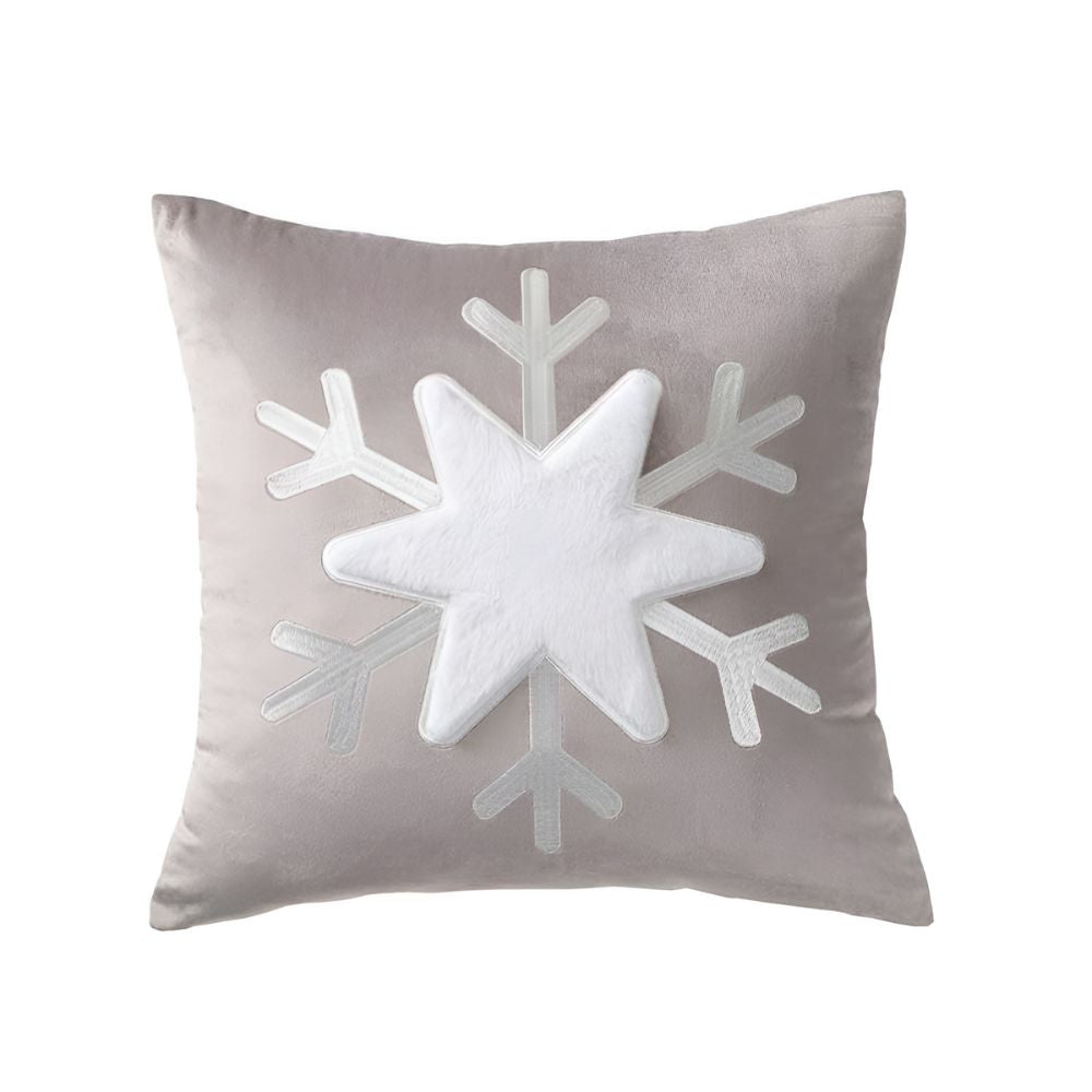 Charming Winter Snowflake Decorative Pillow Cover – Grey