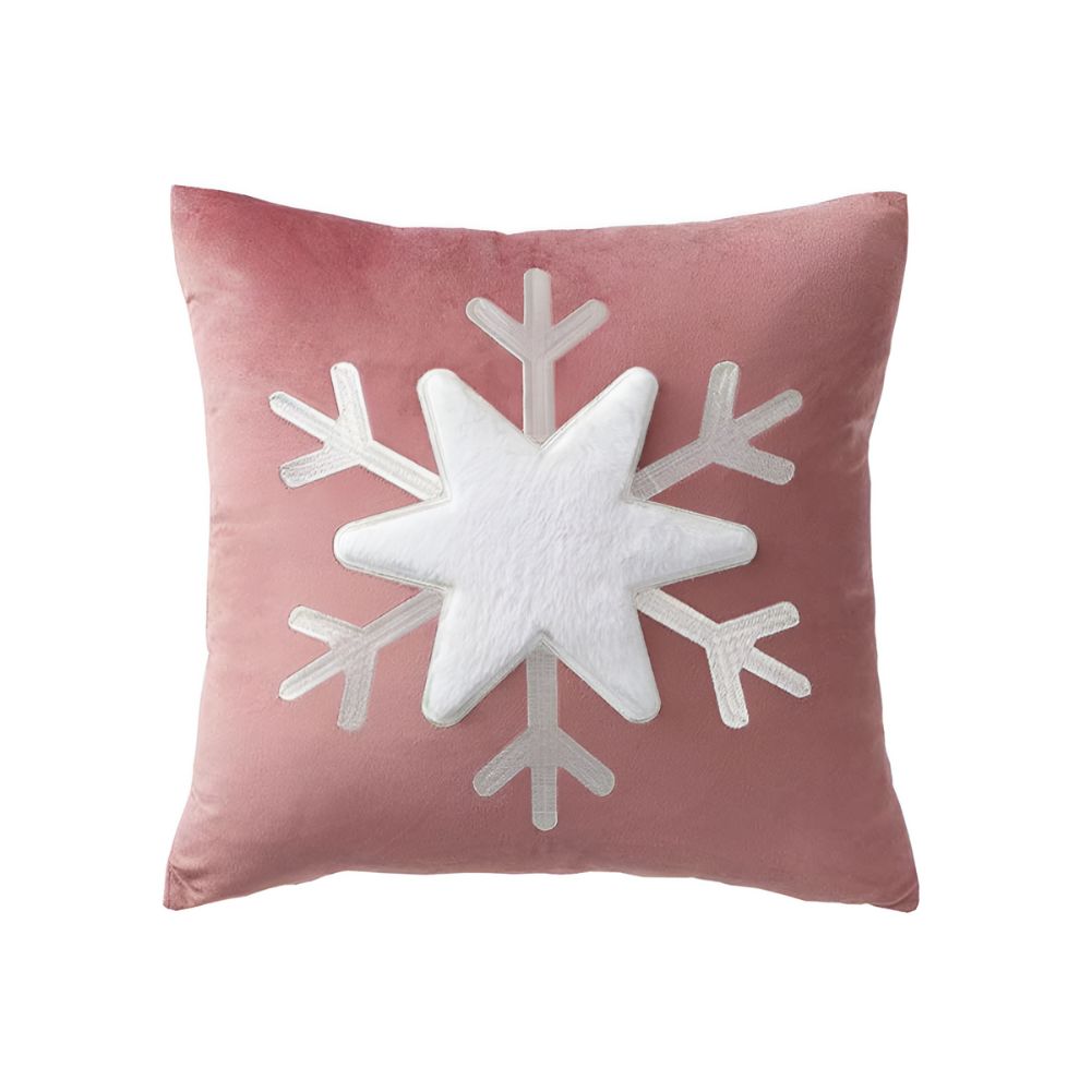 Charming Winter Snowflake Decorative Pillow Cover – Pink