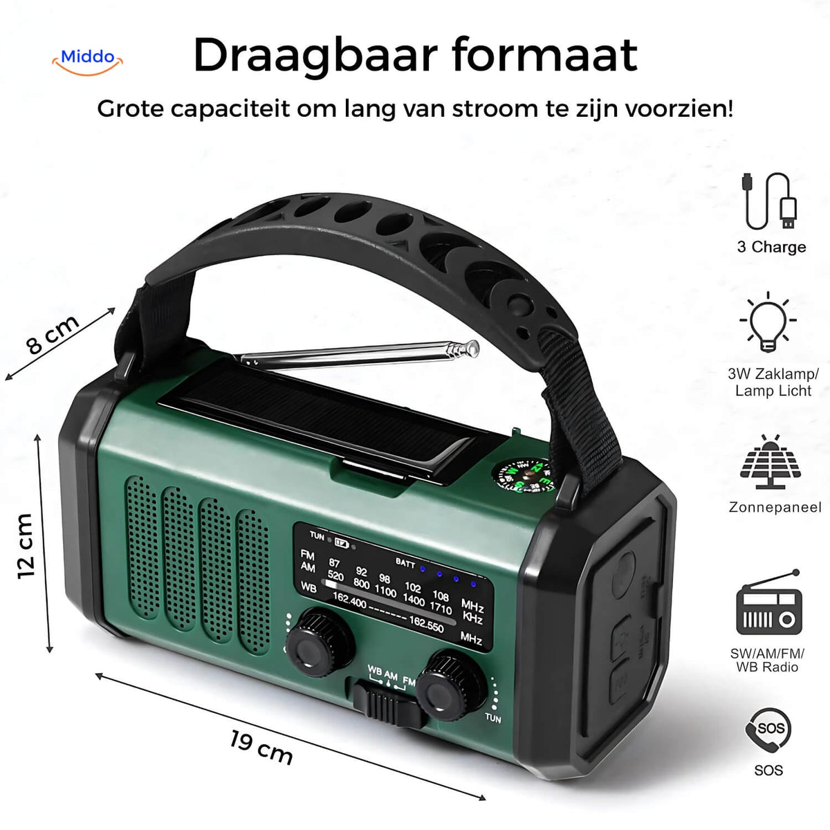 Multi-Function Solar Lamp | Flashlight, Reading Light, Compass & Solar Rechargeable for Adventures