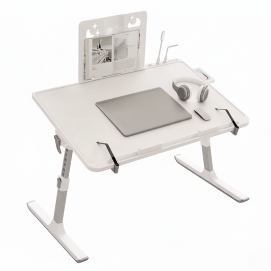 Portable Laptop Holder with Adjustable Height – White clip style