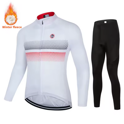 Lightweight Winter Cycling Outfit for Warmth and Comfort – White-Combi1