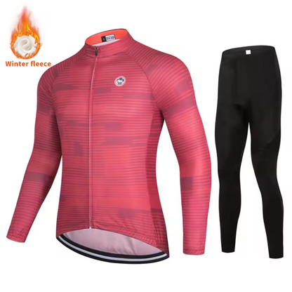 Lightweight Winter Cycling Outfit for Warmth and Comfort – Pink-Combi1
