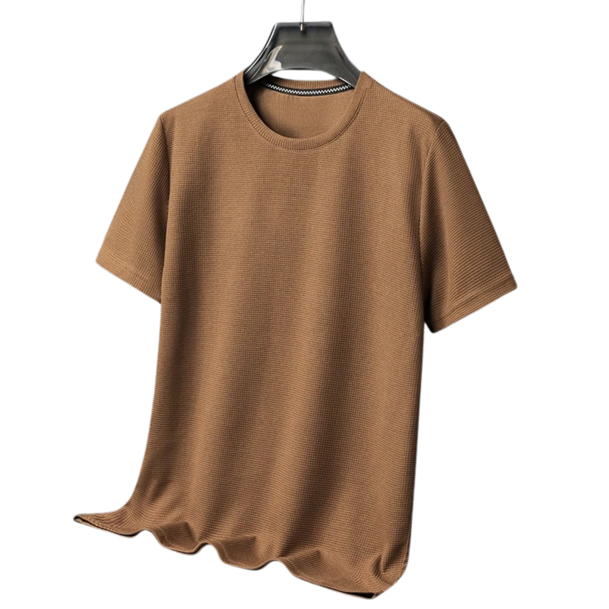 Men's Short Sleeve T-Shirt with Round Neck in Waffle Texture – Yellow Gold