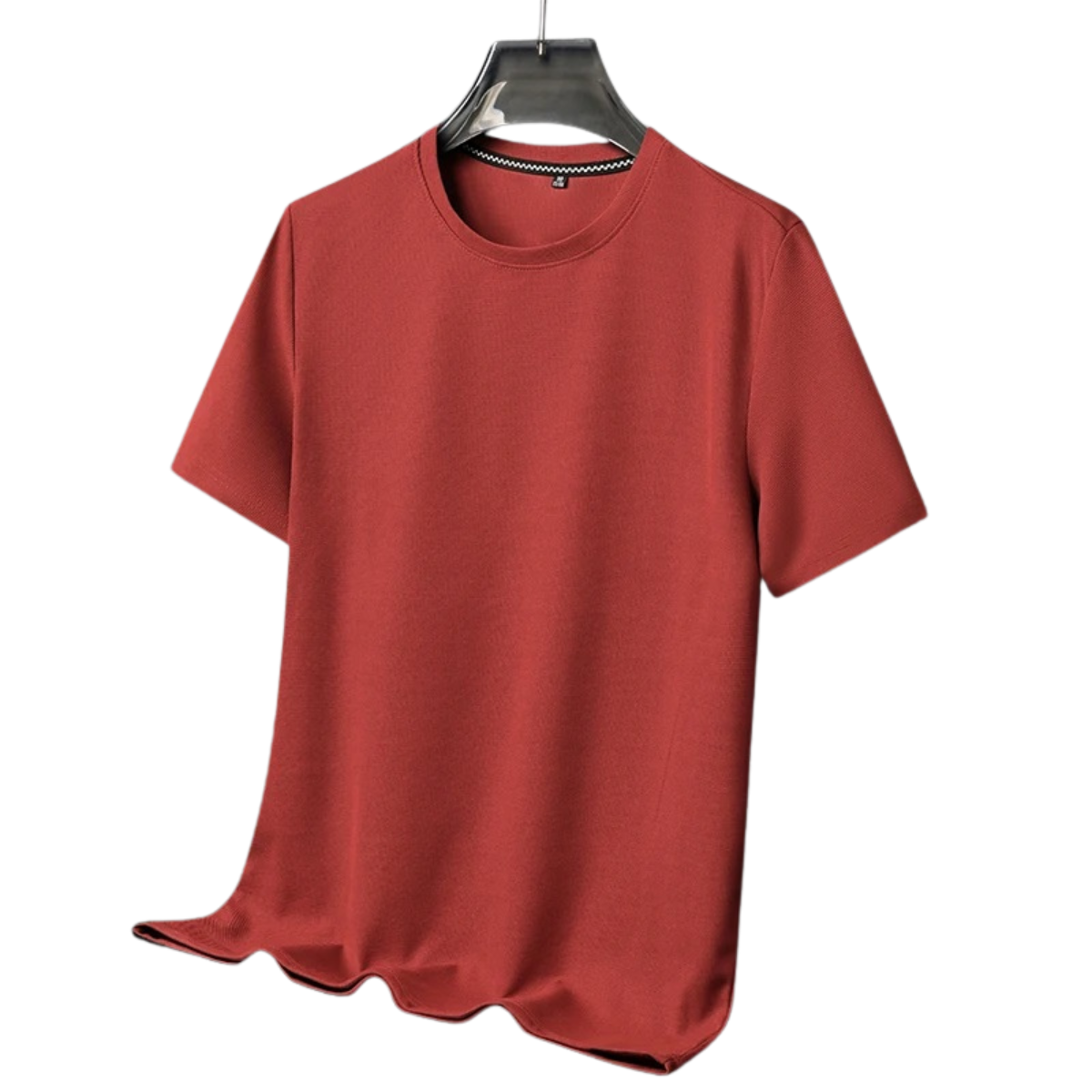 Men's Short Sleeve T-Shirt with Round Neck in Waffle Texture – Red