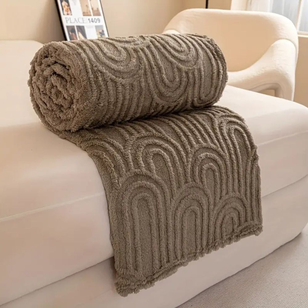 Luxe Haven Textured Throw Blanket – Mocha Taupe