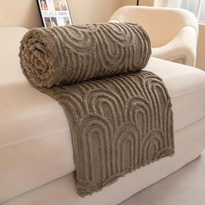 Luxe Haven Textured Throw Blanket – Mocha Taupe