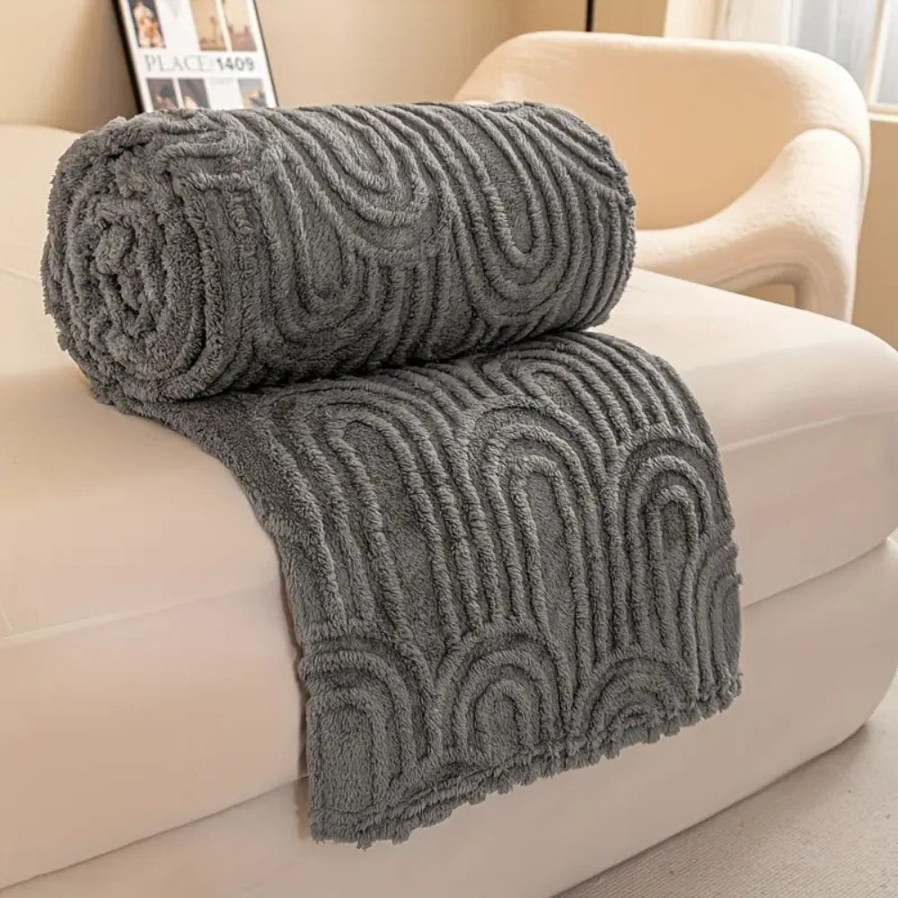 Luxe Haven Textured Throw Blanket – Slate Grey