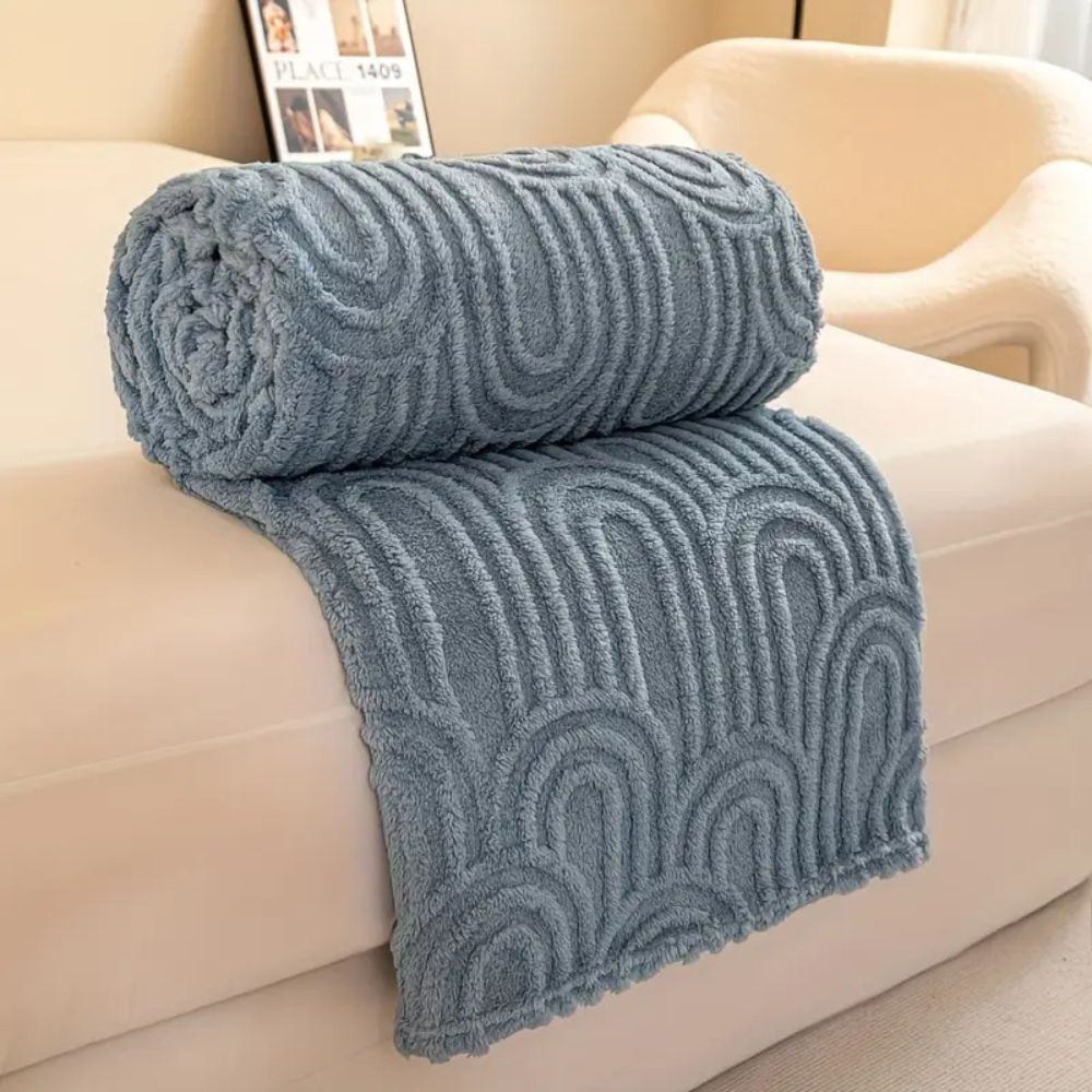 Luxe Haven Textured Throw Blanket – Dusty Blue