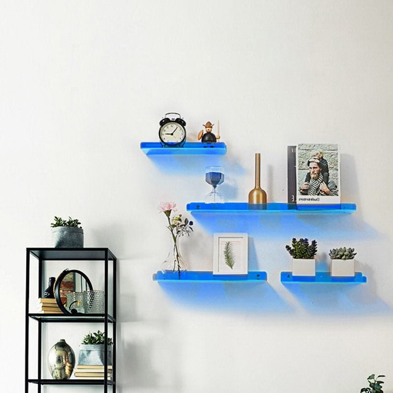 Industrial Wall Shelf with Floating Design and Stylish Features – Blue