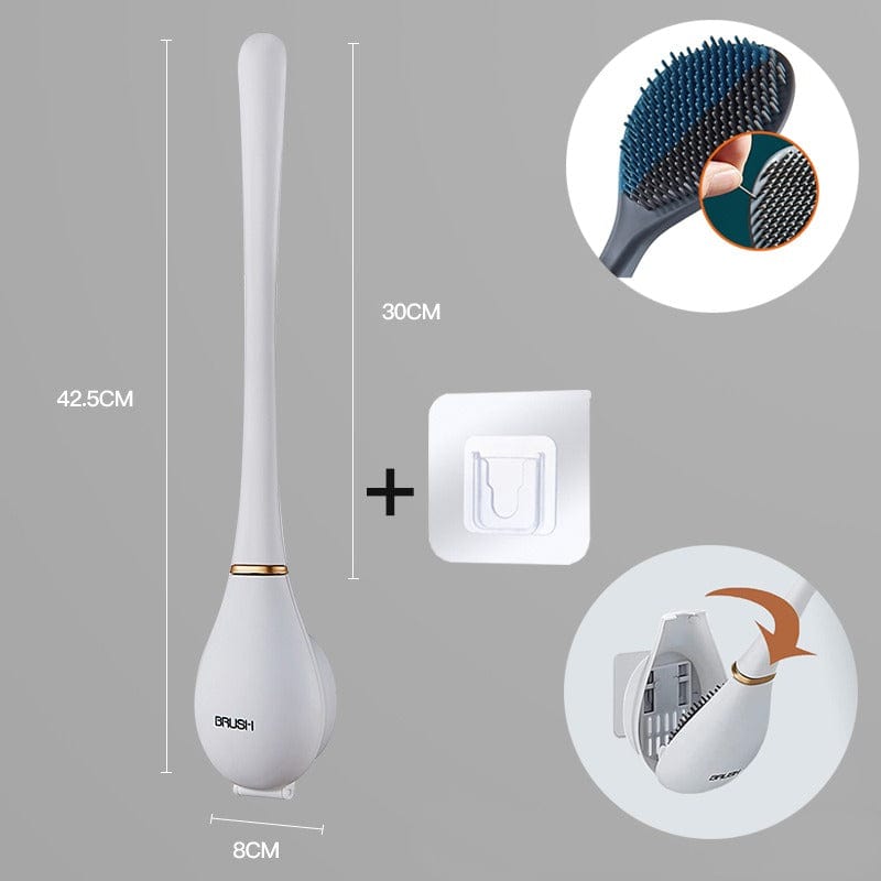 Flexible Silicone Toilet Brush for Contemporary Home Use – White