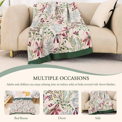 Wildflower-Themed Decorative Throw Blanket for Cozy Comfort