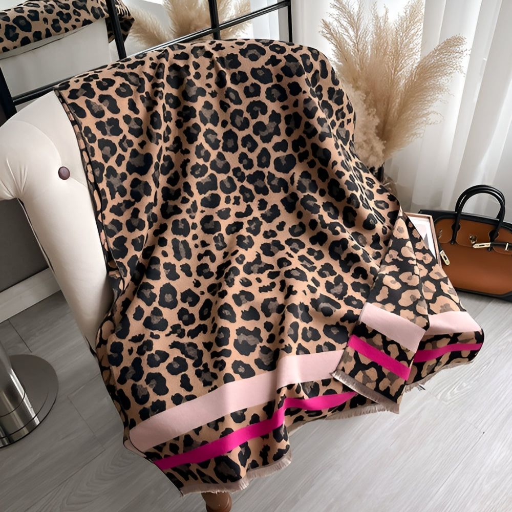 Chic Leopard Print Wool-Blend Wrap Scarf – Rose Wild