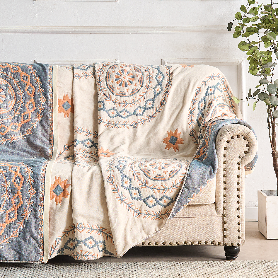 Mandala Pattern Soft Cotton Blanket for Various Uses