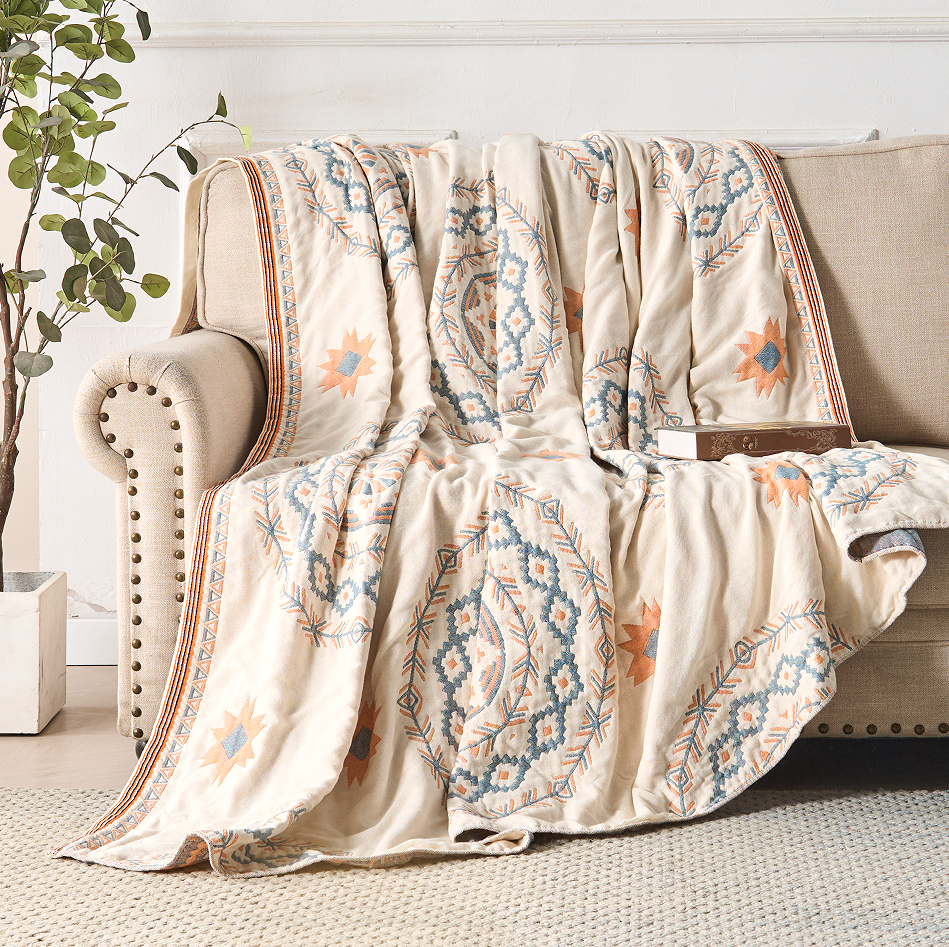 Mandala Pattern Soft Cotton Blanket for Various Uses