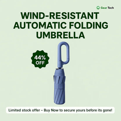 Automatic Folding Umbrella with Large Buckle Handle – Wind-Resistant & Compact