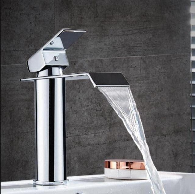 Brass Waterfall Mixer Tap for Vanity Sink Faucet – Chrom short