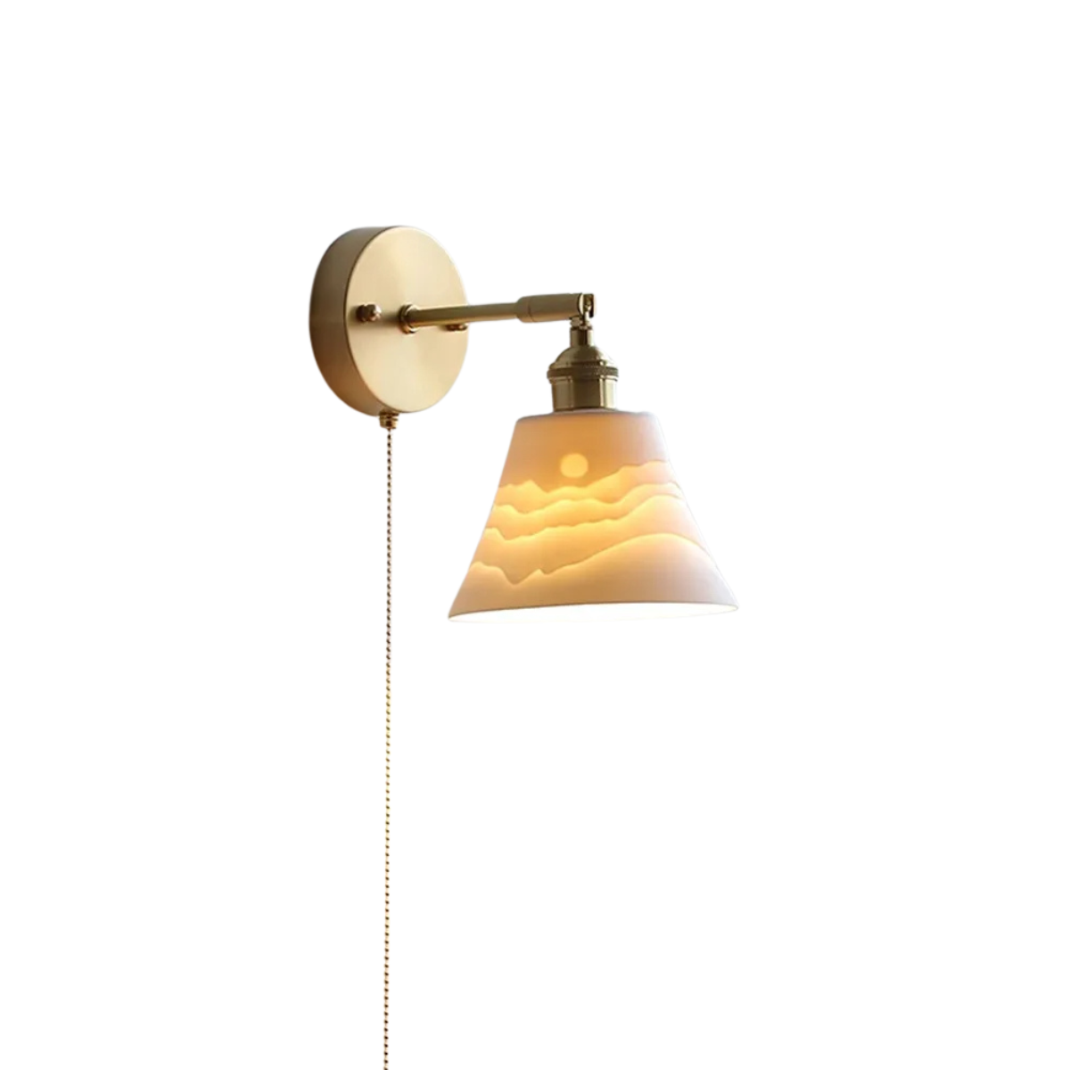 LED Wall Sconce in Ceramic for Bedroom with Pull Switch