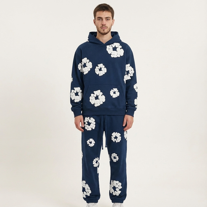 Chic Spring Sweatshirt for Men – Elegant Floral Design and Comfort – Blue