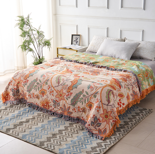 Charming Cotton Floral Throw