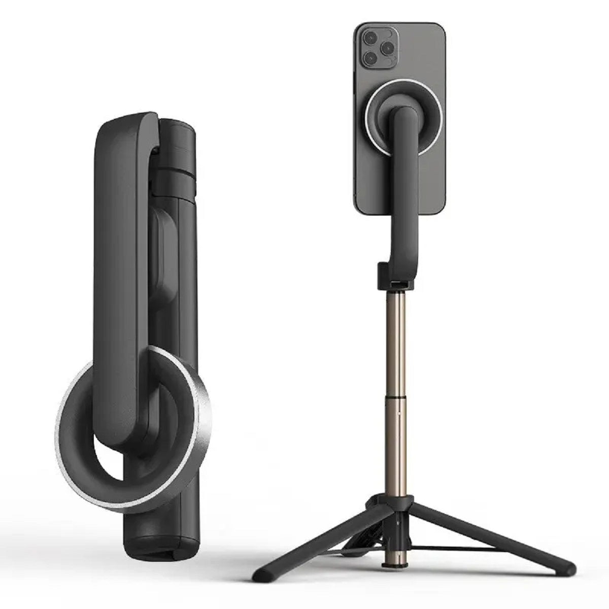 Bluetooth Selfie Stick and Magnetic Stabilizer for Mobile Phone Stand – Black